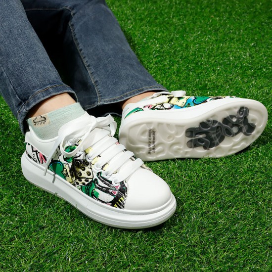 Stylish girls white graffiti board shoes thick bottom flat casual shoes women versatile walking style shoes Stylish girls white graffiti board shoes thick bottom flat casual shoes women versatile walking style shoes