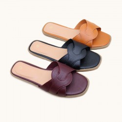 Factory high-quality women's shoes, ready for export, flat fashionable buckle women's slippers