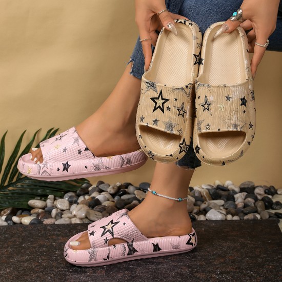 Cool and comfortable summer sandals with star prints, couples' slippers for both home and outdoor use