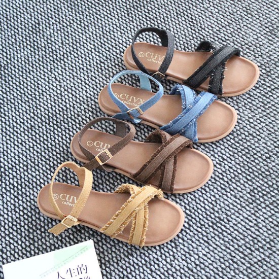 Manufacturer's spot new style women's sandals, cross-strap non-slip beach shoes, craft shoes, ladies sandals.