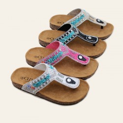 Wholesale women's slippers, cross-border trade, fashionable diamond-surface flip-flops, Birkenstocks.
