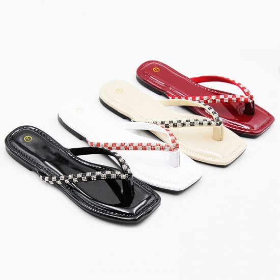 Ladies slippers in Candy-colored fashionable women's flip-flops in stock (wholesale)